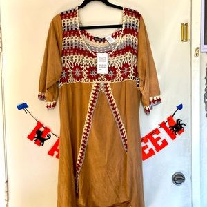 Tan and Crochet Swimsuit Cover up